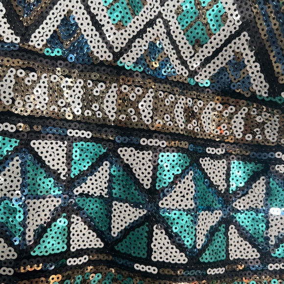 Strapless Sequin Geometric Mini Dress - Picture 4 of 12